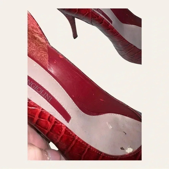 Women’s ENZO ANGIOLINI HEELS‎ CONE HEELS ALLIGATOR SKIN RED IN COLOR SIZE 6.5M - Picture 14 of 16